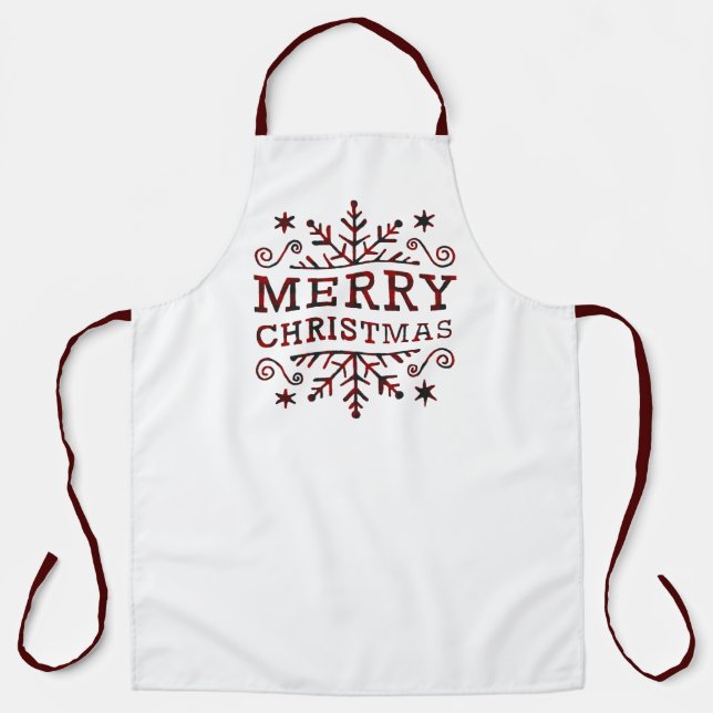 Merry Christmas plaid snowflake Apron (Front)