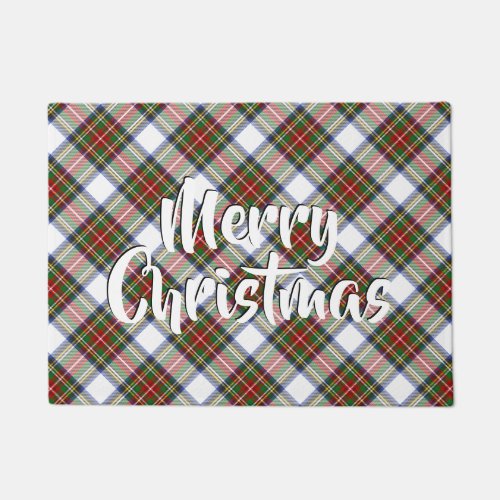 Merry Christmas Plaid Stewart Royal Tartan Doormat