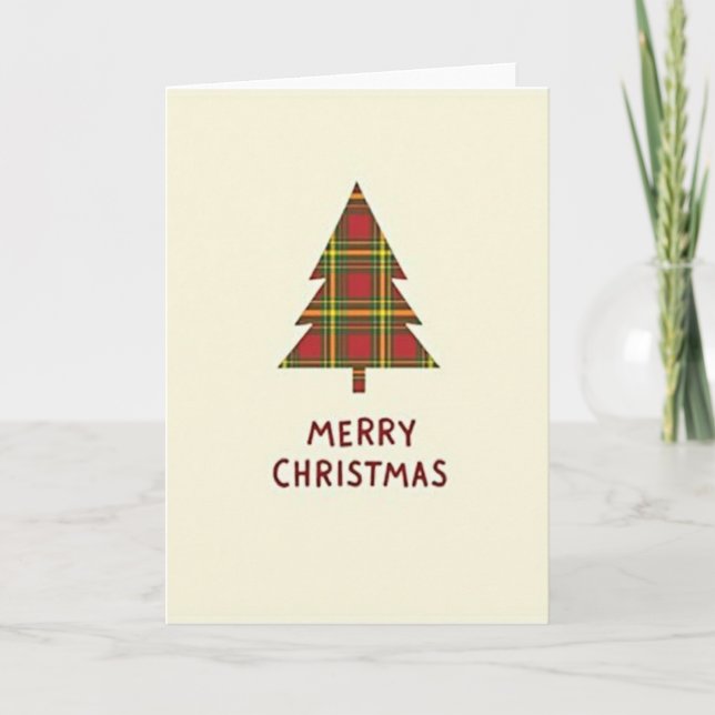 Merry Christmas Plaid Tree Card (Front)