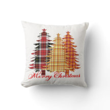 Merry Christmas Plaid Trees Holiday