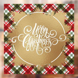 Merry Christmas Plaid Window Cling
