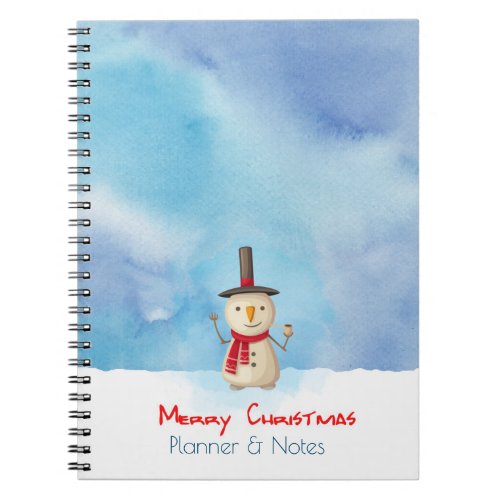 Merry Christmas Planner Snowman Waving And Smiling Notebook
