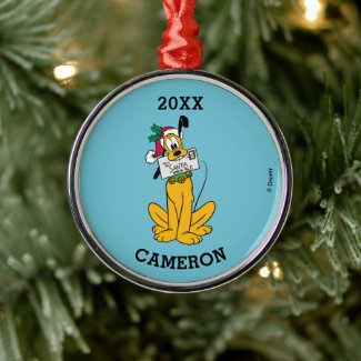 Merry Christmas | Pluto Santa Claus Metal Ornament