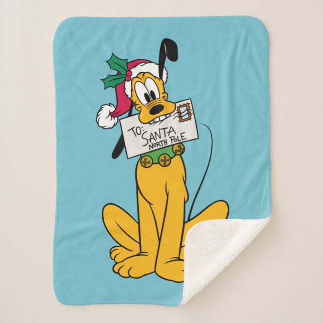 Merry Christmas | Pluto Santa Claus Sherpa Blanket (Front)