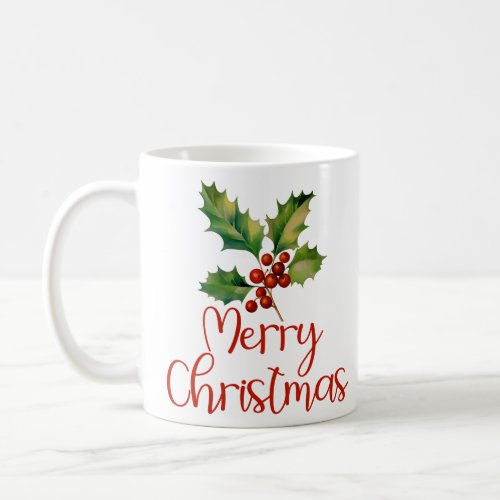 Merry Christmas Poinsettia Berries Design Womens  Coffee Mug