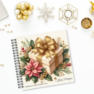 Merry Christmas Poinsettia Coquette Gold Bow