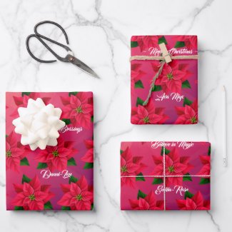 Merry Christmas Poinsettia Flower on Pink Mauve