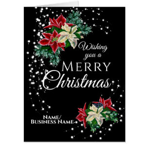 Merry Christmas Poinsettia Flower Oversized Card