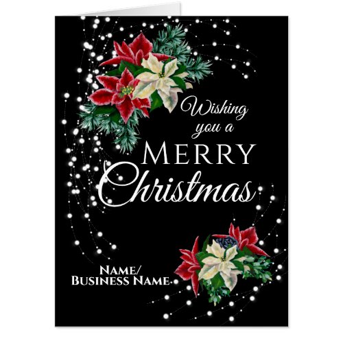 Merry Christmas Poinsettia Flower Oversized Card