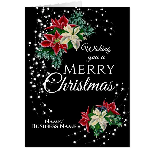 Merry Christmas Poinsettia Flower Oversized Card (Front)