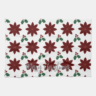 Merry Christmas Poinsettia - Kitchen Towel