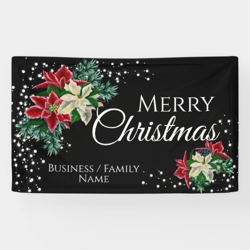 Merry Christmas Poinsettia  Personalized Banner