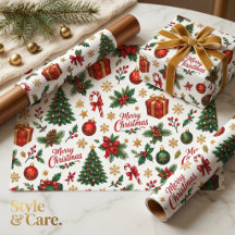 Merry Christmas Poinsettia & Pine Holiday Pattern