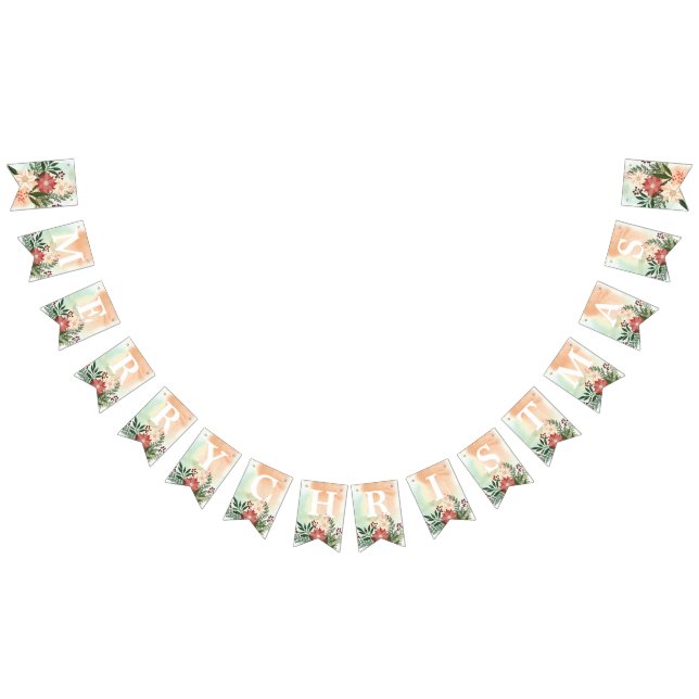 MERRY CHRISTMAS | Poinsettia Splendor Bunting Flags (All)