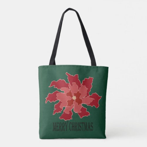 Merry Christmas Poinsettia Tote Bag