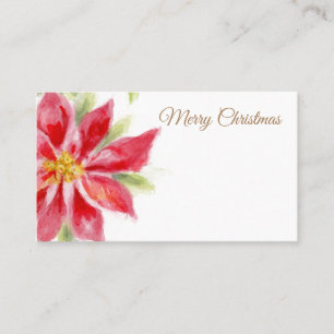 Merry Christmas Poinsettia Watercolor Place Card