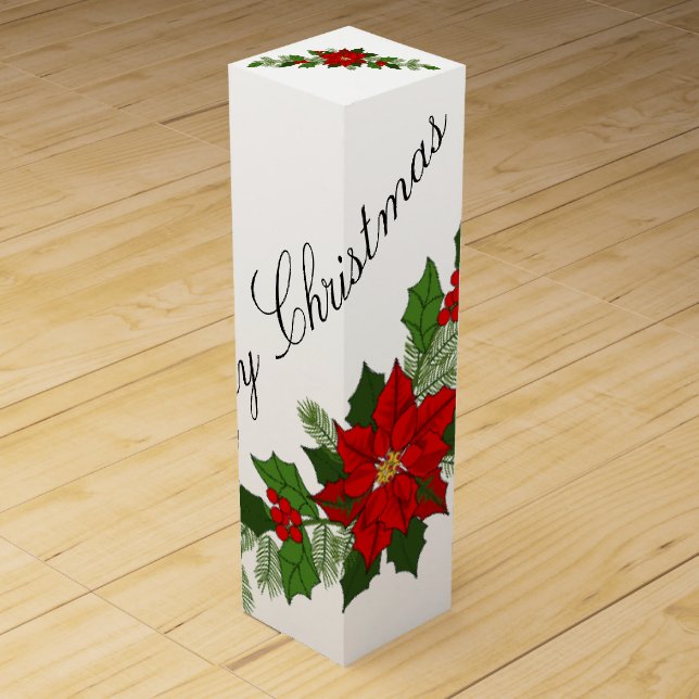 Merry Christmas Poinsettia Wine Gift Box (Front)