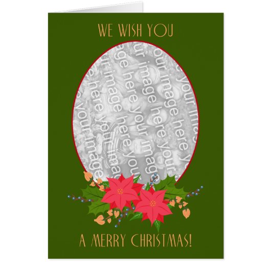 Merry Christmas, Poinsettias Photo Card (Front)