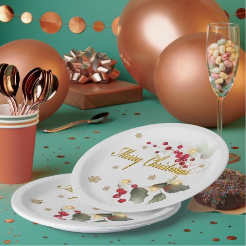 Merry Christmas Pointsettia Paper Plates