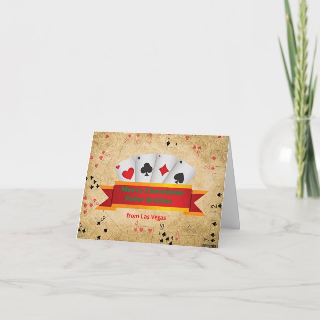 Merry Christmas Poker Buddies Las Vegas Cards (Front)