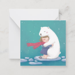 Merry Christmas: Polar Bear & Child Illustration Note Card