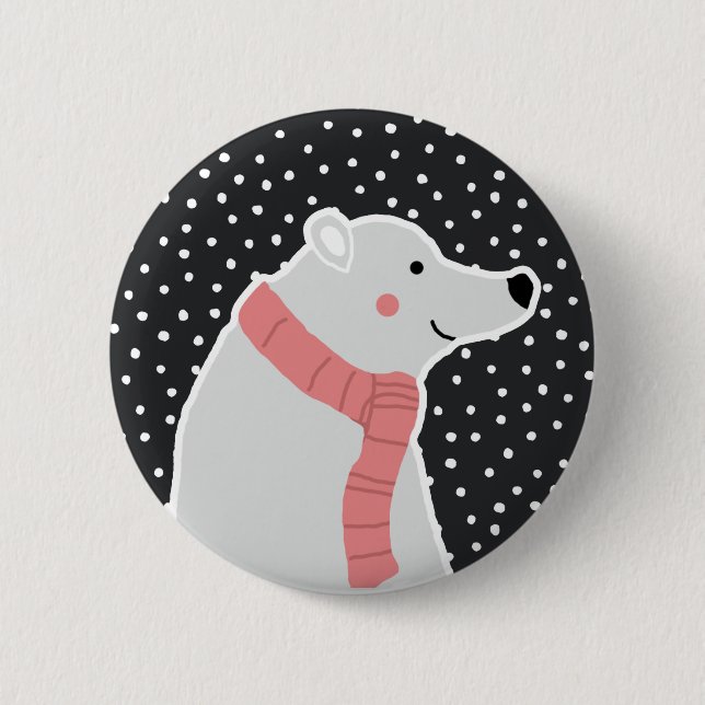 Merry Christmas - Polar Bear Pinback Button (Front)