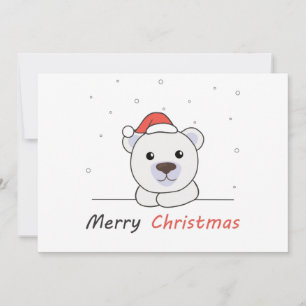 Merry Christmas Polar Bear Snow Soft Night Stainle Holiday Card