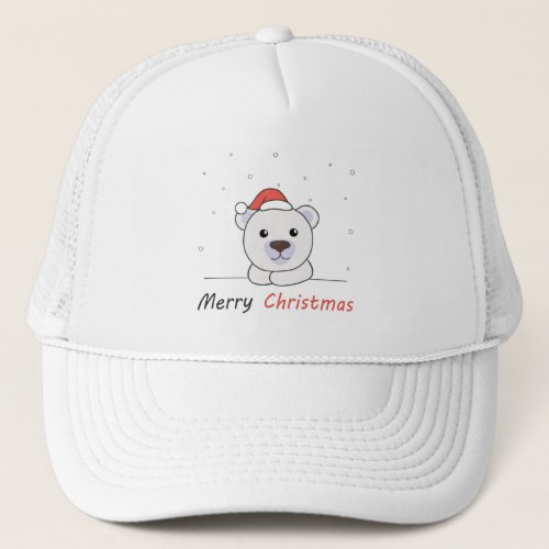 Merry Christmas Polar Bear Snow Soft Night Trucker Trucker Hat