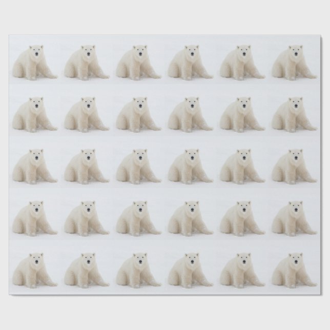 MERRY CHRISTMAS POLAR BEAR  WRAPPING PAPER (Flat)