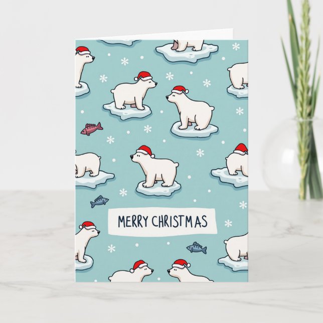 Merry Christmas Polar Bears Card (Front)