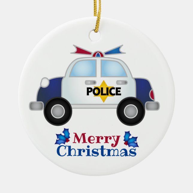 Merry Christmas Police 1 Ceramic Ornament (Front)