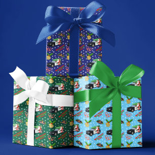 Merry Christmas Police Officer Santa Cop Car Wrapping Paper Sheets
