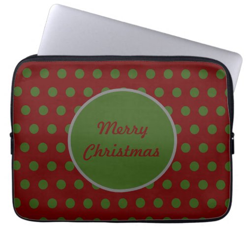 Merry Christmas Polka Dot Laptop Case Maroon