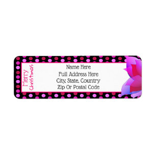 Merry Christmas Polka-Dot Print With Bright Pink Label