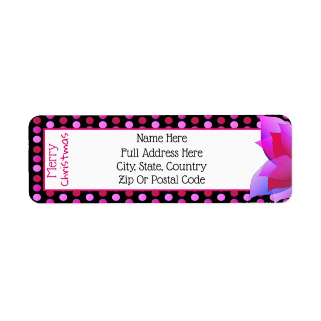 Merry Christmas Polka-Dot Print With Bright Pink Label (Front)