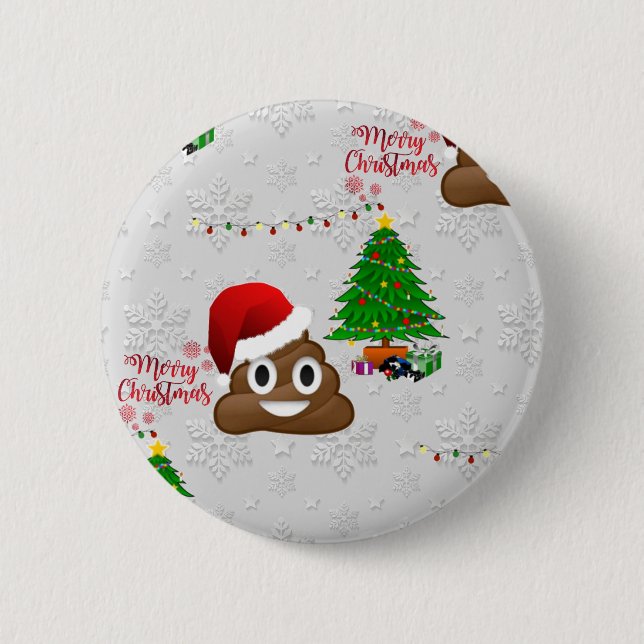 merry christmas poo emoji button (Front)