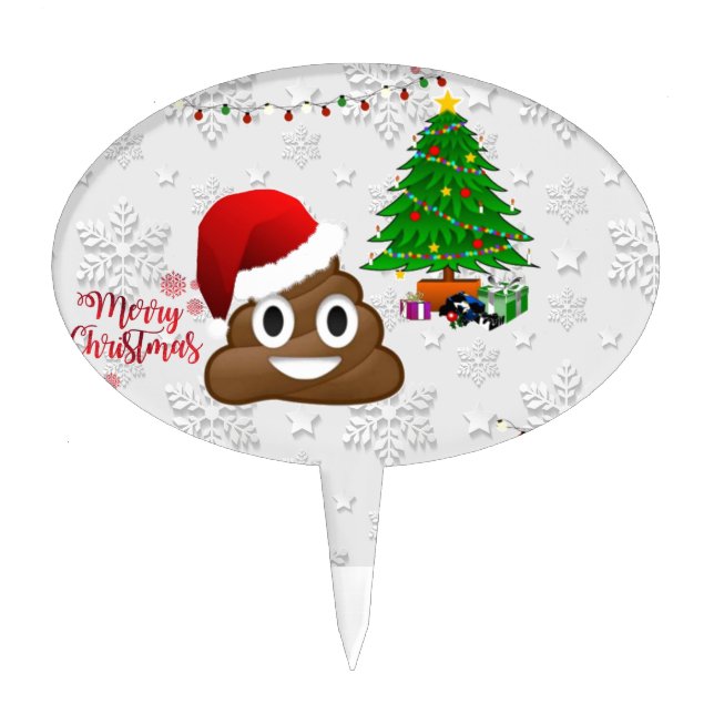 merry christmas poo emoji cake topper (Front)