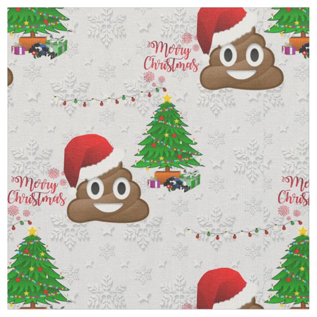 merry christmas poo emoji fabric (Close Up)