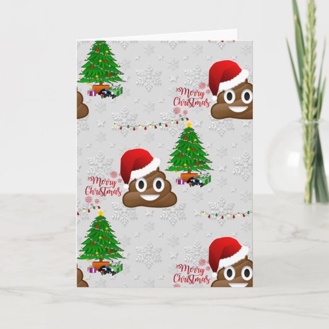 merry christmas poo emoji holiday card (Front)