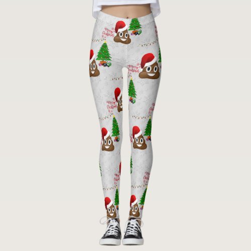 merry christmas poo emoji leggings