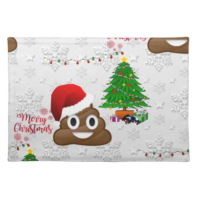 merry christmas poo emoji placemat (Front)