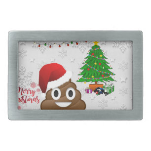 merry christmas poo emoji rectangular belt buckle