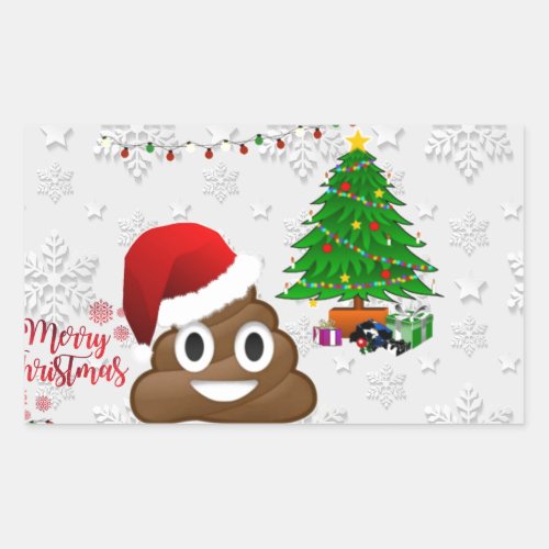 merry christmas poo emoji rectangular sticker