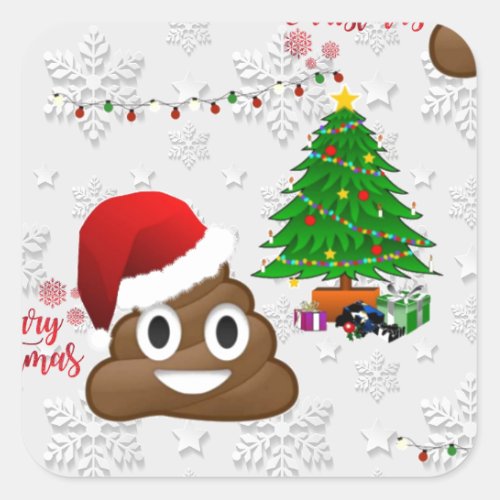 merry christmas poo emoji square sticker