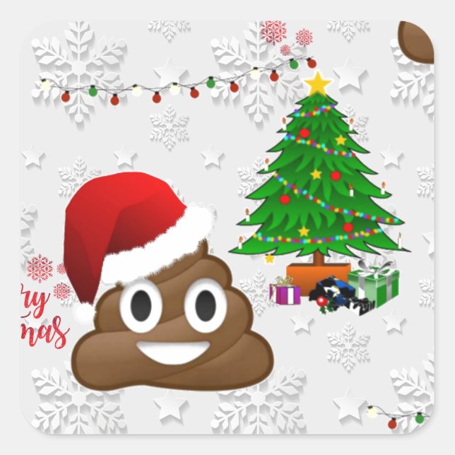 merry christmas poo emoji square sticker (Front)