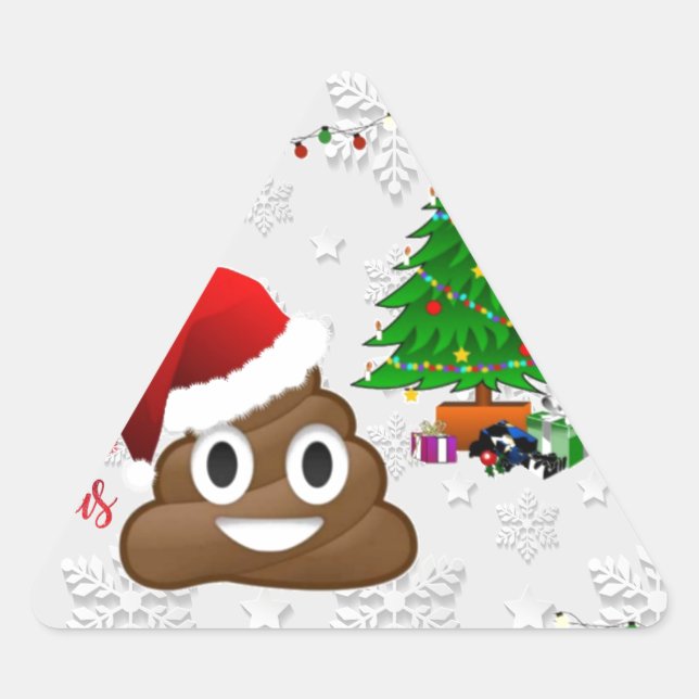 merry christmas poo emoji triangle sticker (Front)
