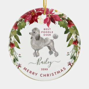Merry Christmas Poodle Add Your Dog's Photo Ceramic Ornament