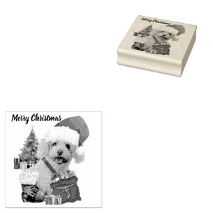 Merry Christmas Poodle Rubber Stamp