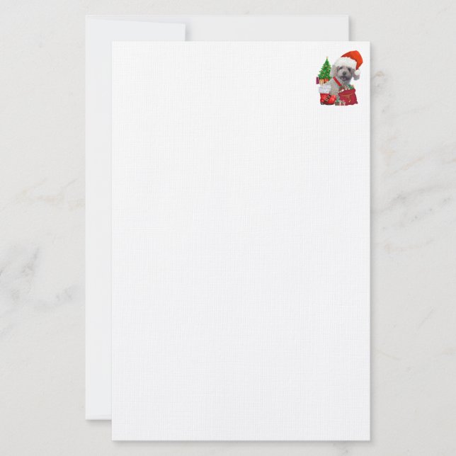 Merry Christmas Poodle Stationery (Front)