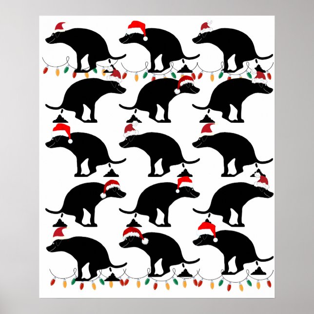 Merry Christmas Pooping Dogs Poster (Front)